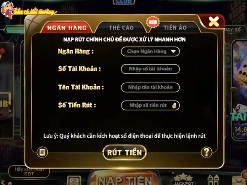 Rút tiền từ Hitclub về bank của mình Rút tiền từ Hitclub về bank của mình