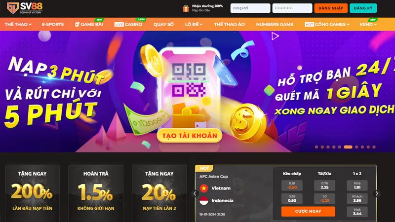 Nhà cái SV88 uy tín nhất trong cộng đồng game đổi thưởng